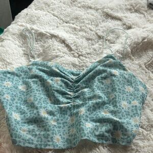 Princess Polly Daisy Print Ruched Camisole - Light Blue